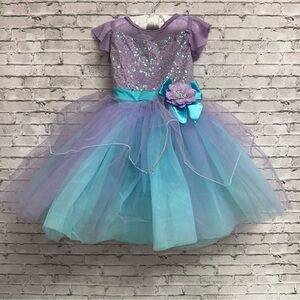 Weissman Dance Recital Dress/Bow Little Girl Size 6/6X Purple Blue Tutu Pageant